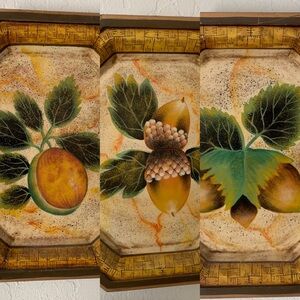 Wall Decor Set of Three Oriental Accent Wooden octagon plates 10 inches